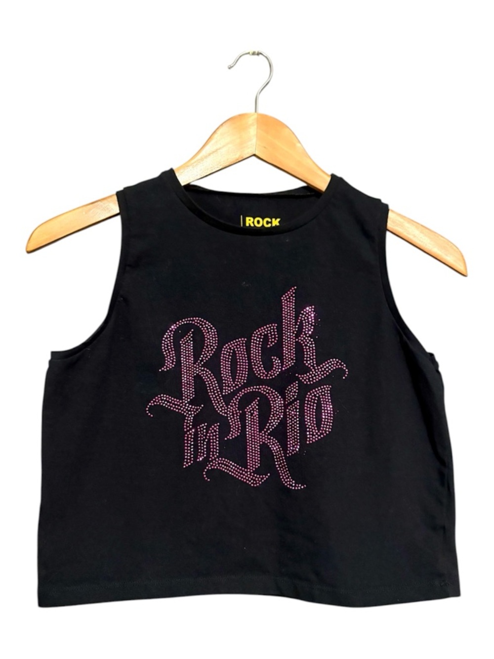 Rock in Rio Music Festival Black Crop Tank Top with Pink Accents